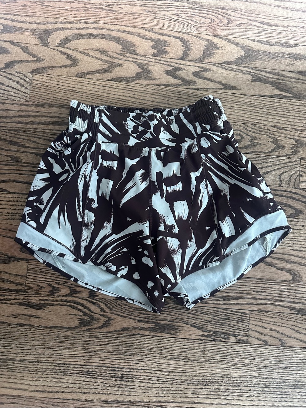 lululemon athletica Brown and White Printed Running Shorts